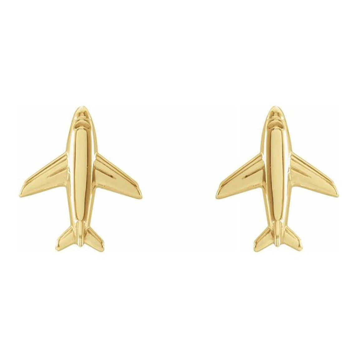 Airplane Stud Earrings in 14K Yellow Gold