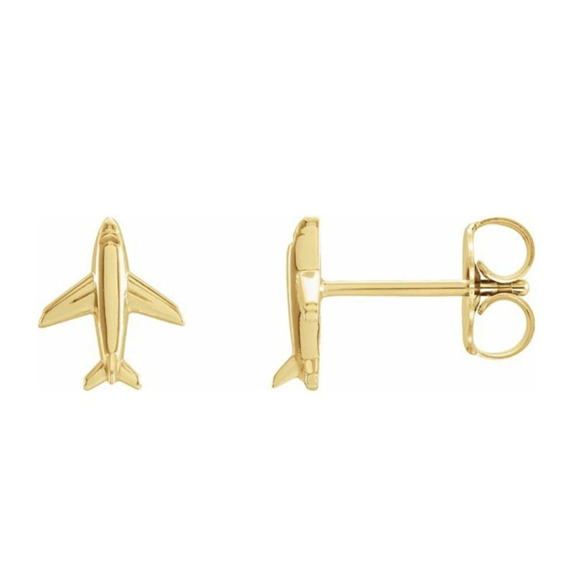 Airplane Stud Earrings in 14K Yellow Gold