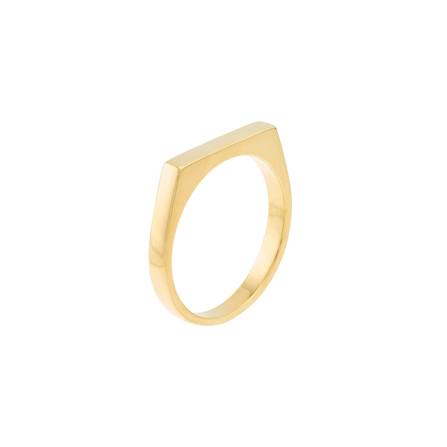 Geometric Bar Ring in Solid 14K Yellow Gold