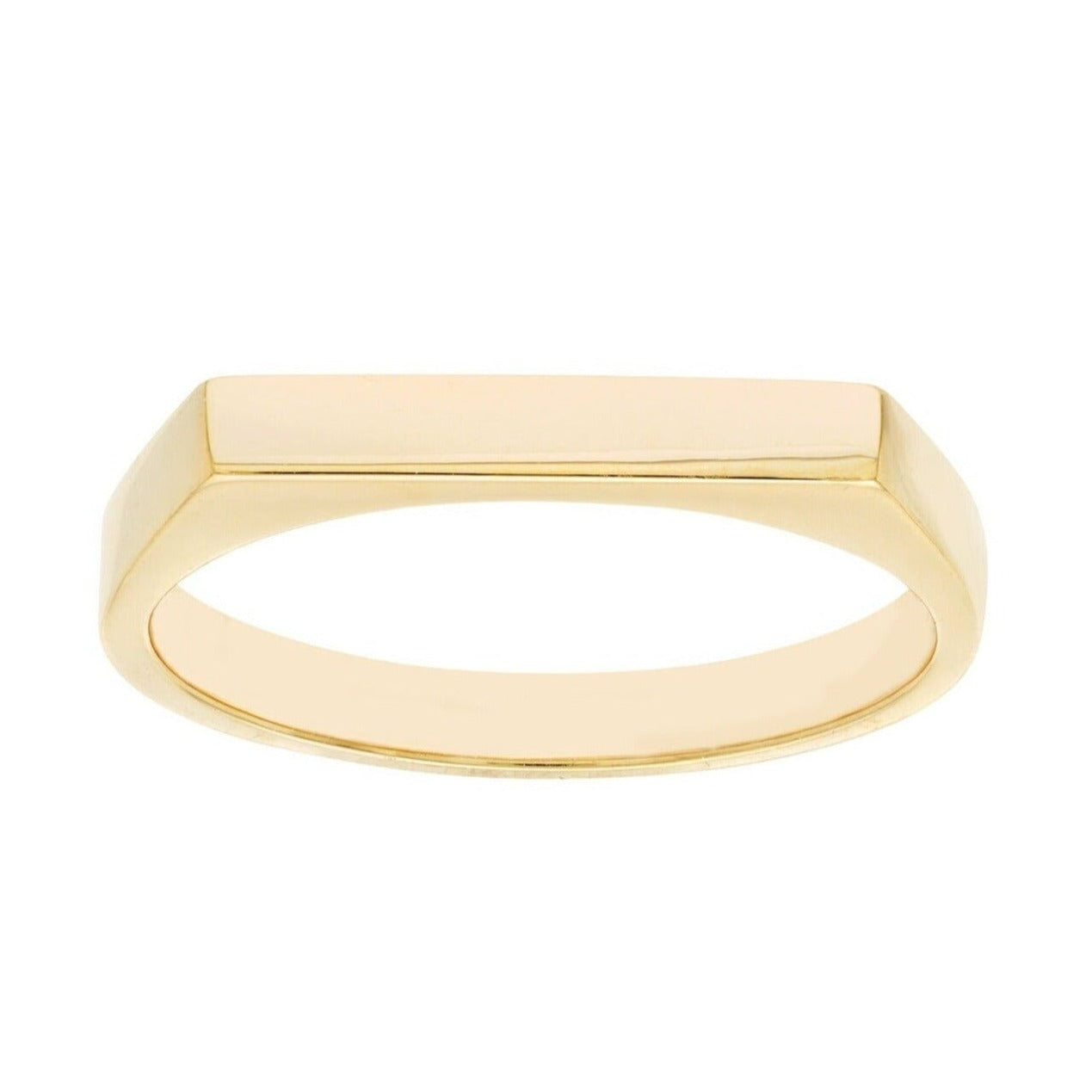 Geometric Bar Ring in Solid 14K Yellow Gold