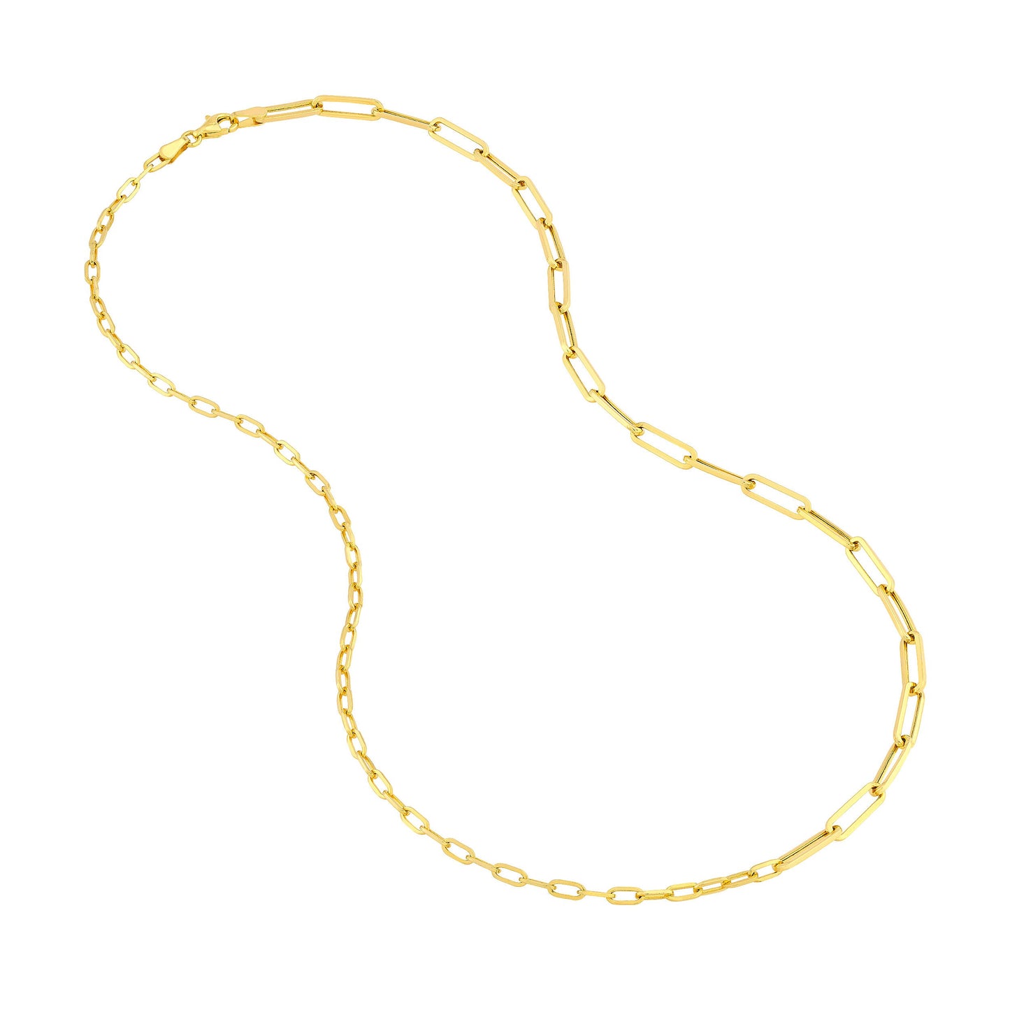 Paperclip 50/50 Large & Medium Link Necklace in 14K Yellow Gold