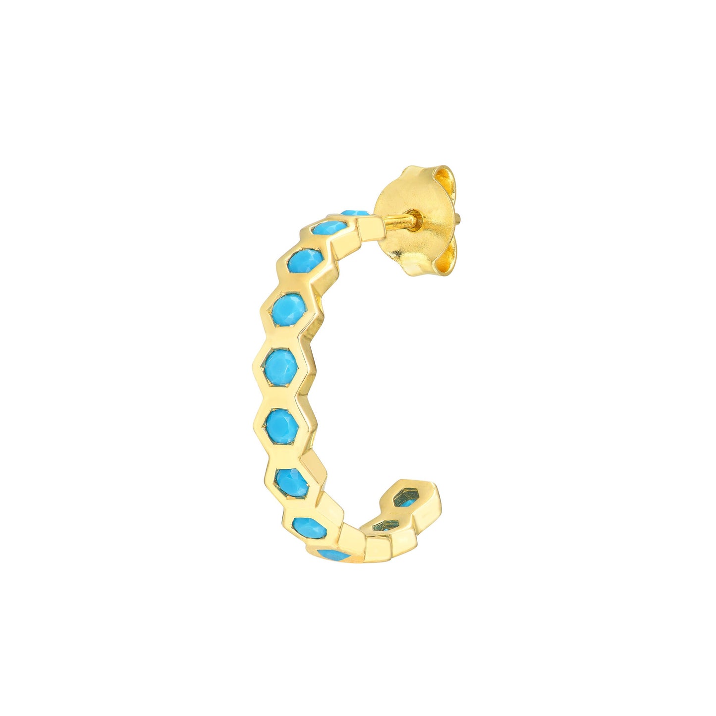 Honeycomb Enamel Hoops in 14K Yellow Gold