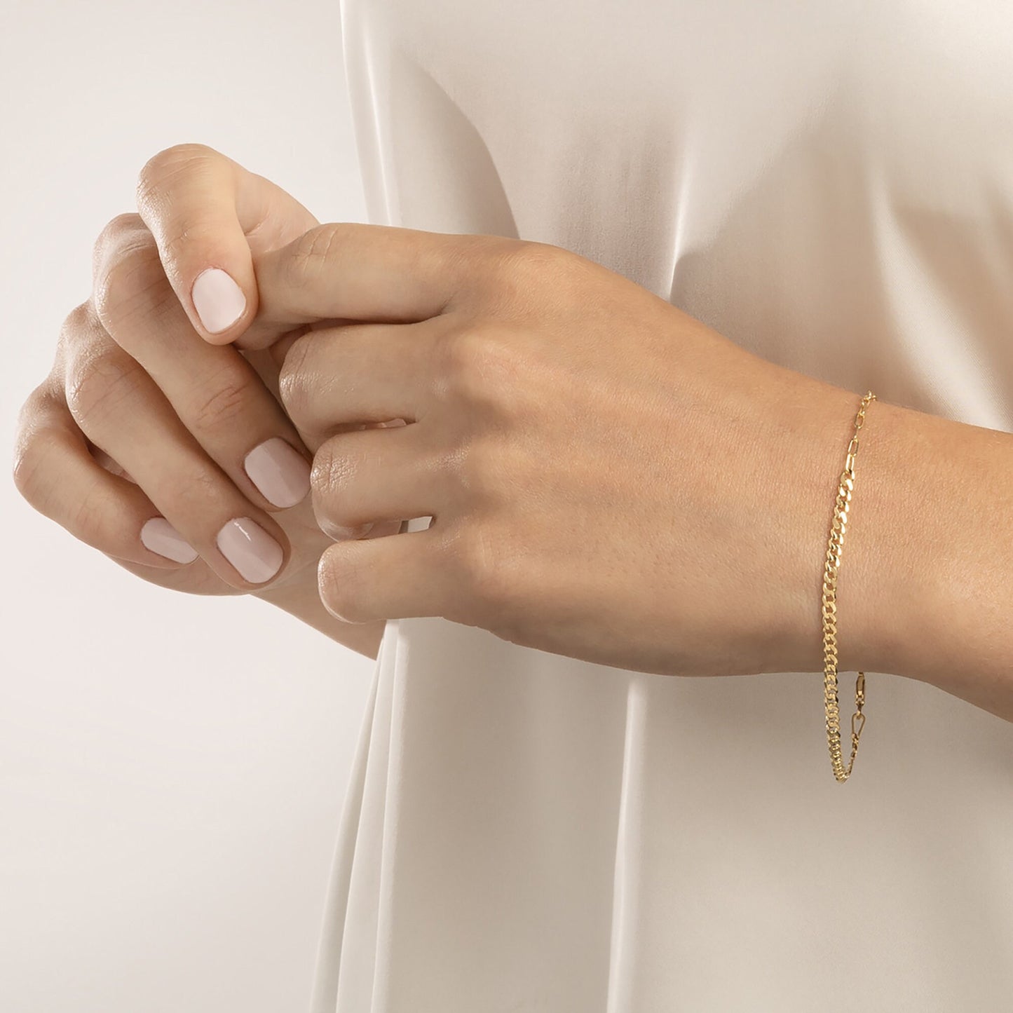 Paperclip Curb Link 50/50 Bracelet in 14K Yellow Gold