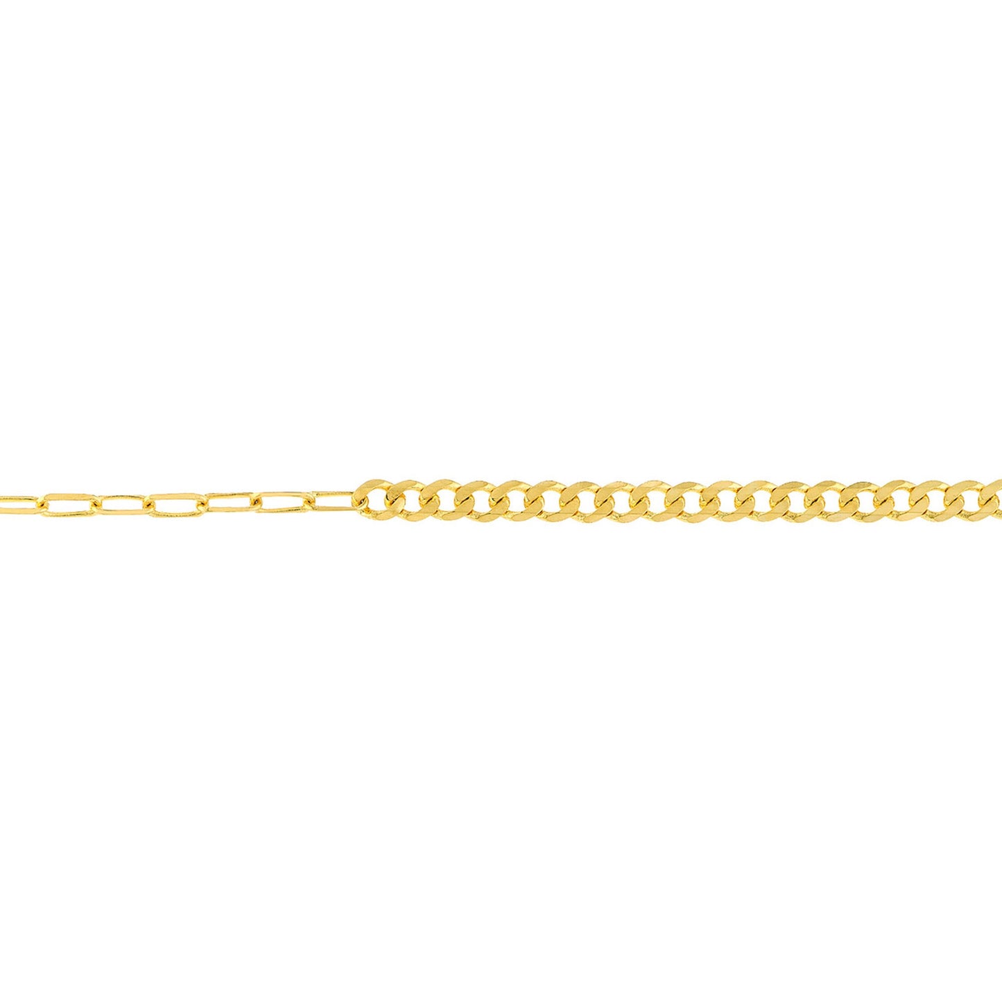 Paperclip Curb Link 50/50 Bracelet in 14K Yellow Gold