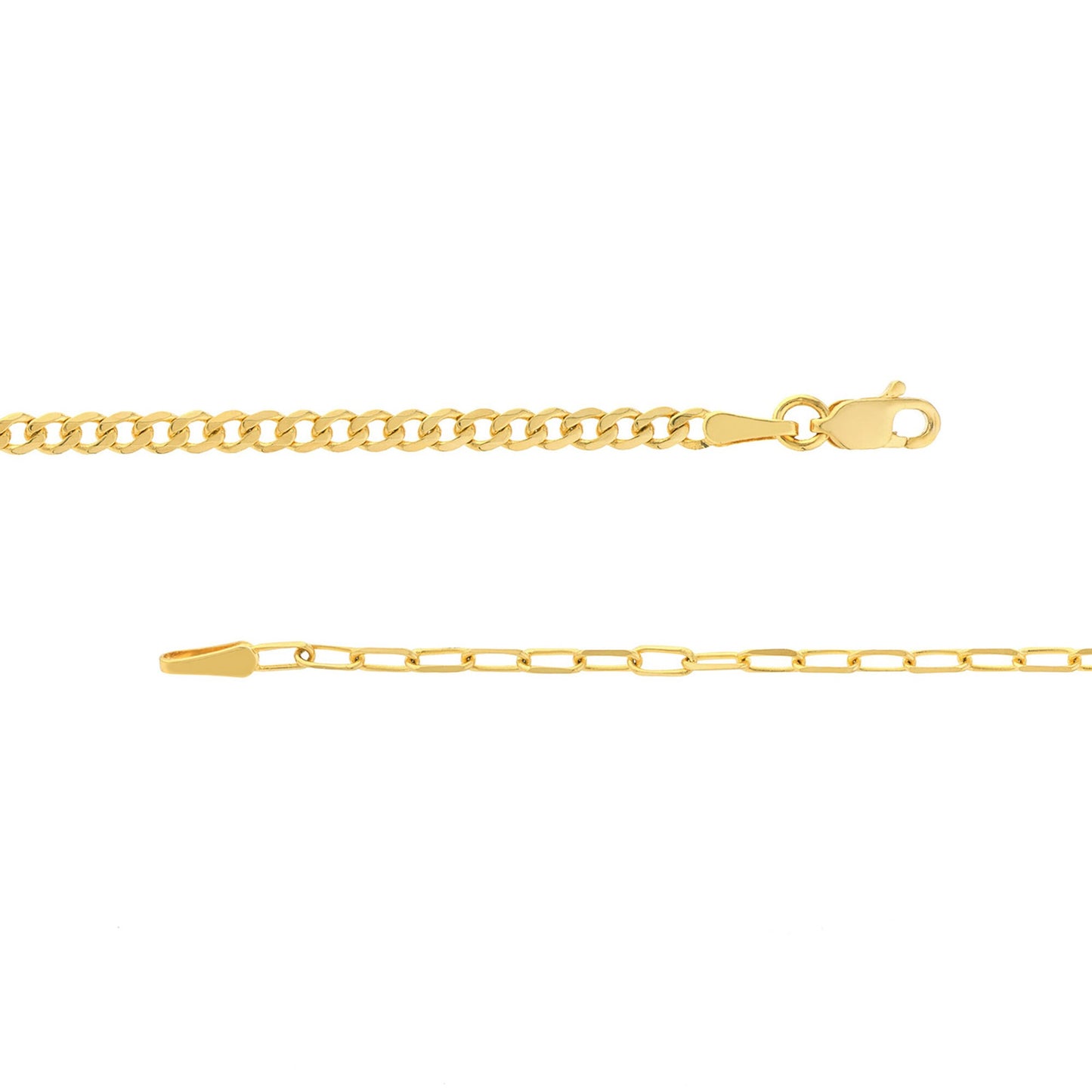 Paperclip Curb Link 50/50 Bracelet in 14K Yellow Gold