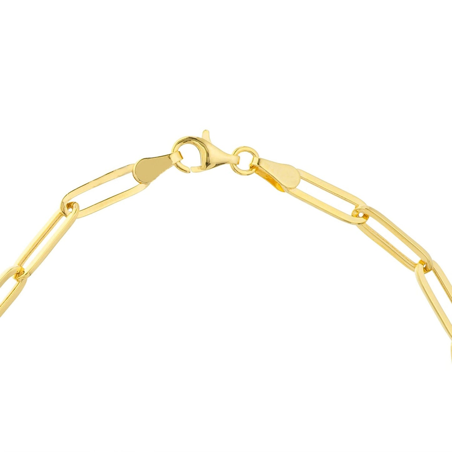 Diamond Accented Paperclip Bracelet in 14K Yellow Gold