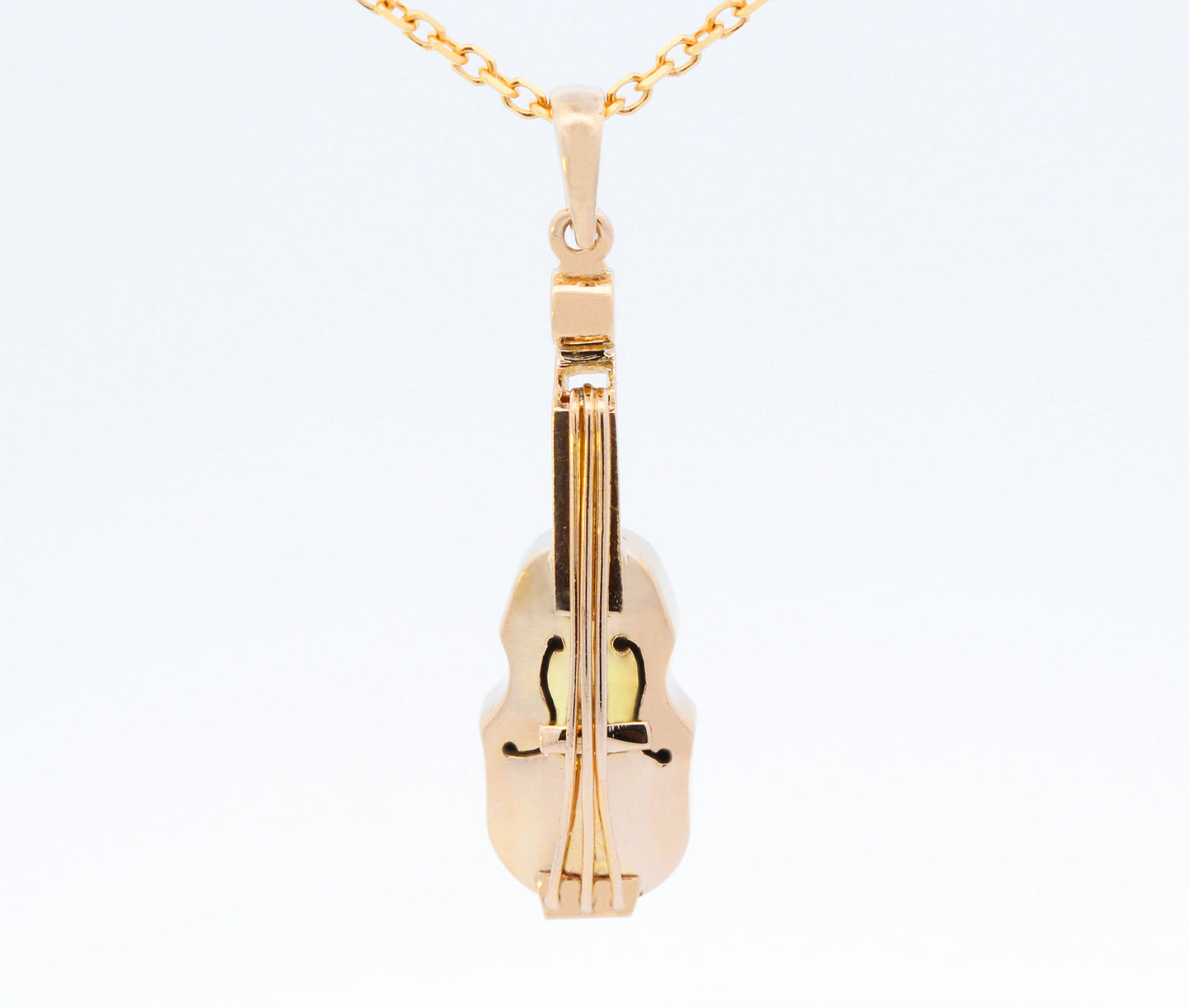 Bass String Instrument Pendant in 14K Yellow Gold