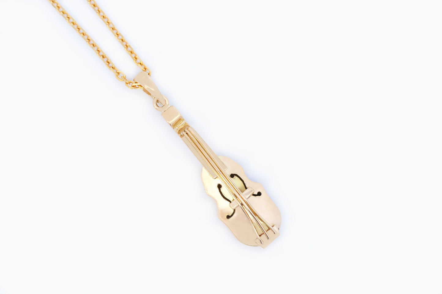 Bass String Instrument Pendant in 14K Yellow Gold