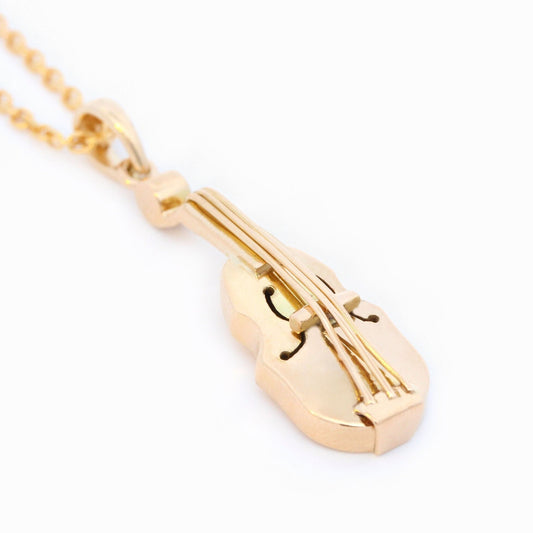 Bass String Instrument Pendant in 14K Yellow Gold