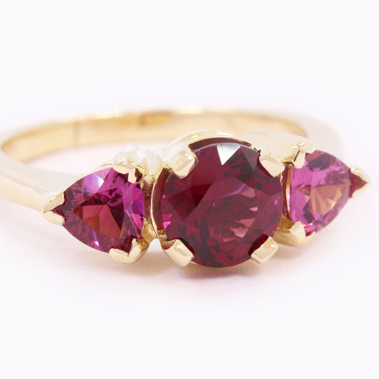 Rhodolite Garnet Ring in Heavy 14K Yellow Gold