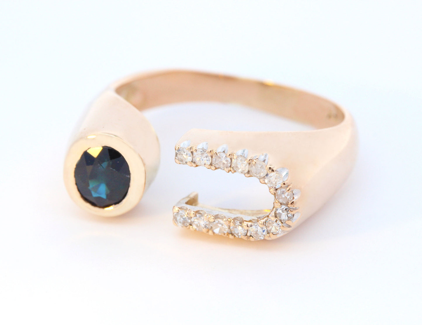 Sapphire & Diamond Open Band Ring in 14K Yellow Gold