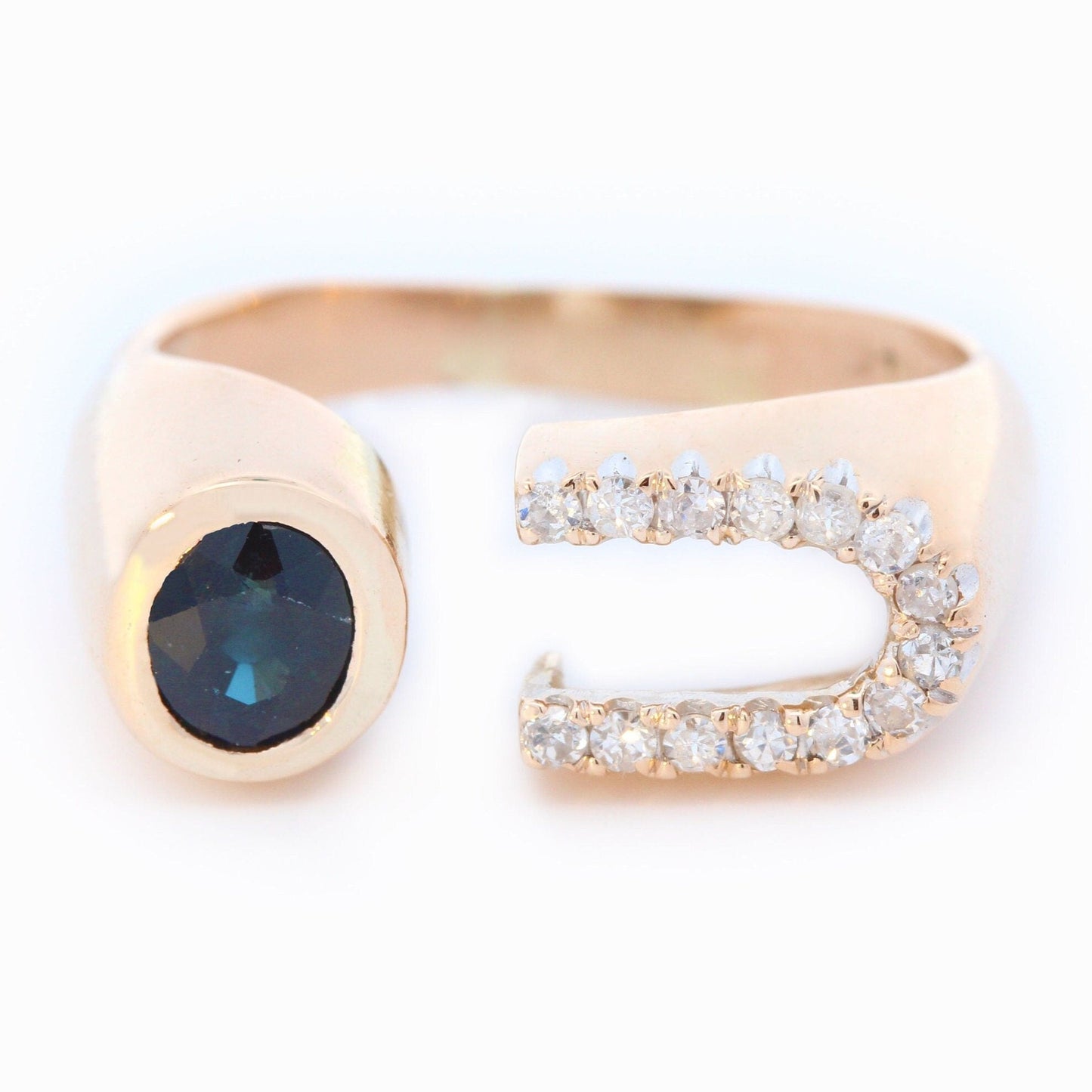 Sapphire & Diamond Open Band Ring in 14K Yellow Gold