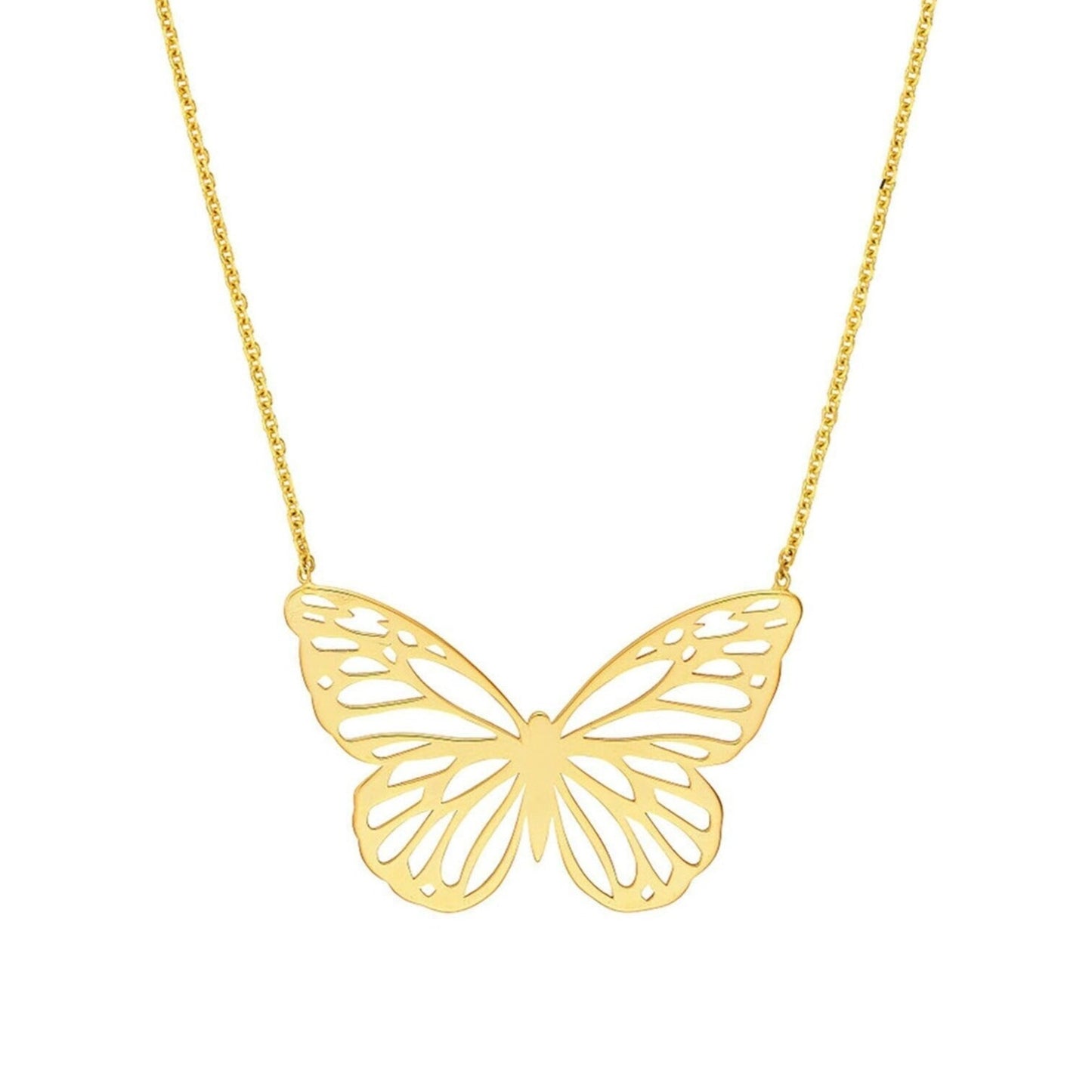 Butterfly Cut Out Necklace in 14K Yellow Gold