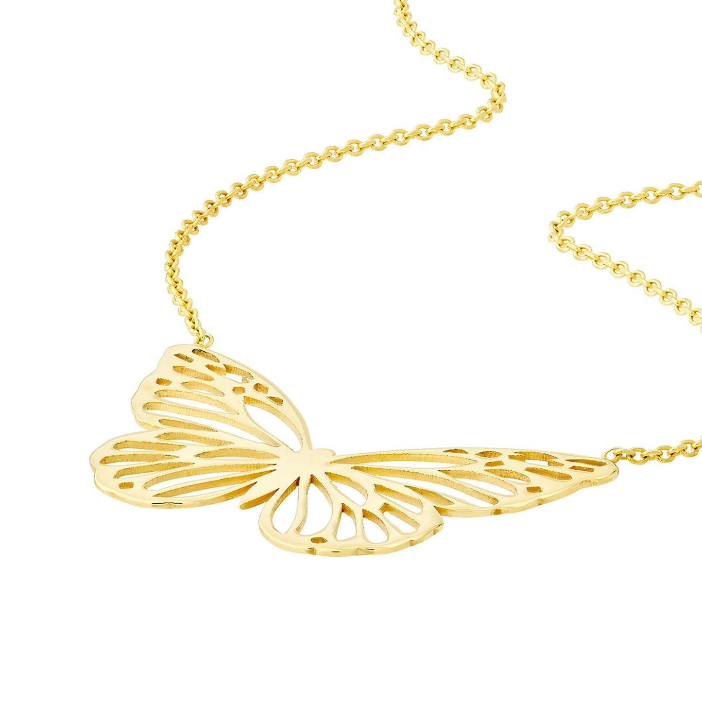 Butterfly Cut Out Necklace in 14K Yellow Gold