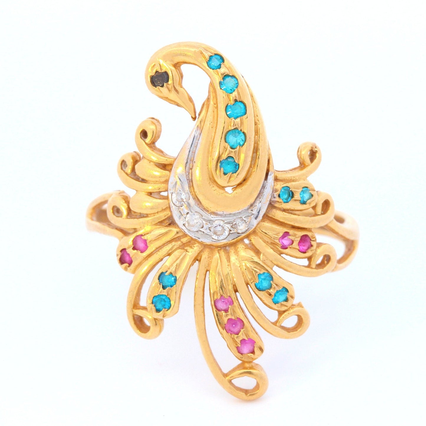 Peacock Jodhpur Ring in 22K Yellow Gold