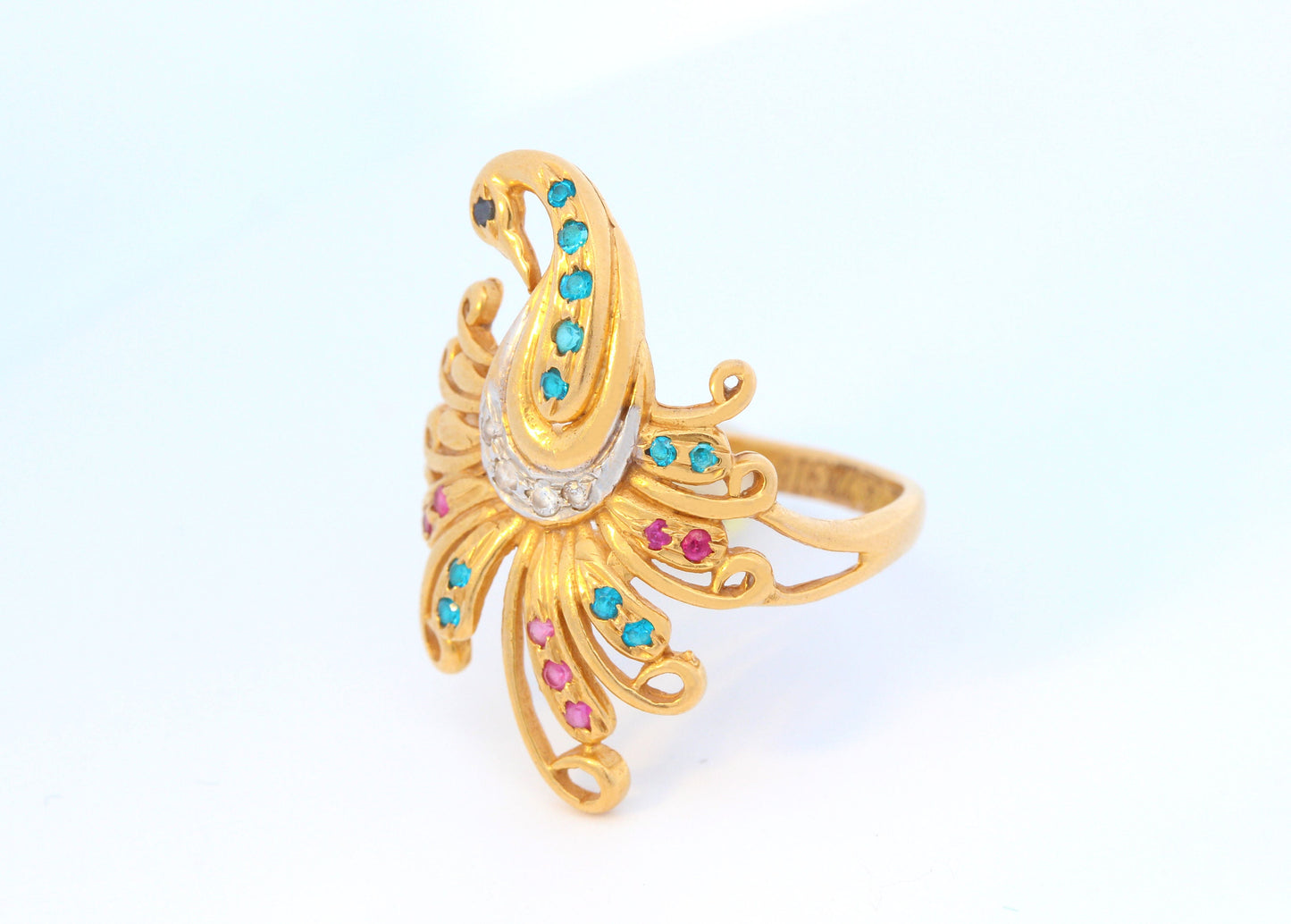 Peacock Jodhpur Ring in 22K Yellow Gold