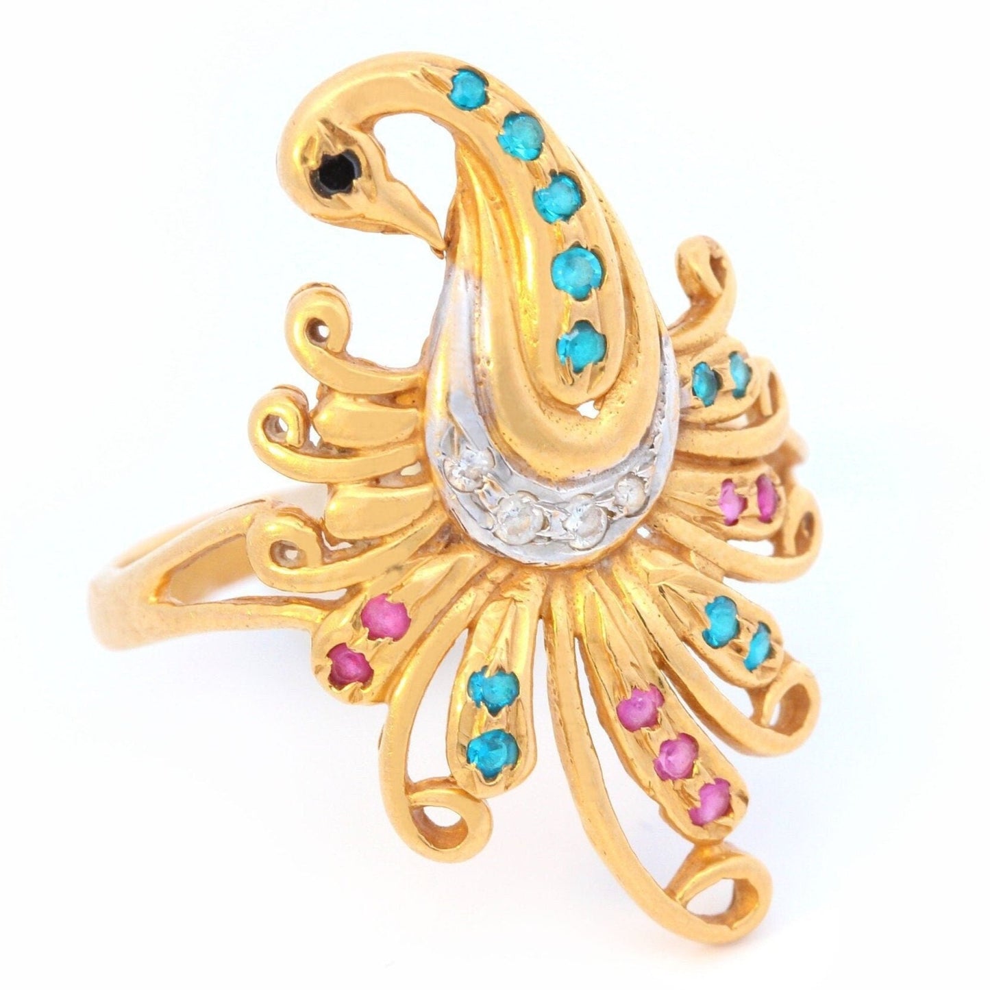 Peacock Jodhpur Ring in 22K Yellow Gold